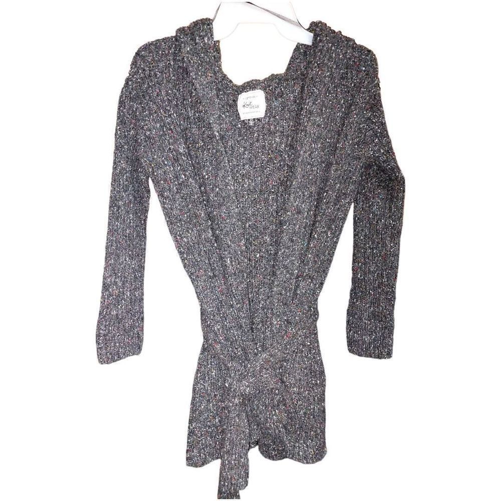 Cotton On Women's Hooded Belted Waist Sweater, XS, Multicolor Marled Gray